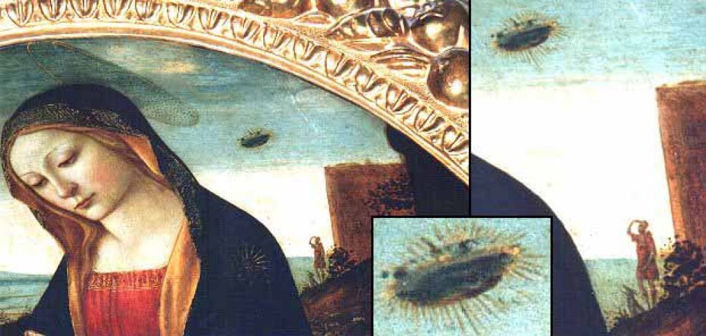 1024x487 Madonna With Saint Giovannino Painting With A Ufo Historic - In Painting
