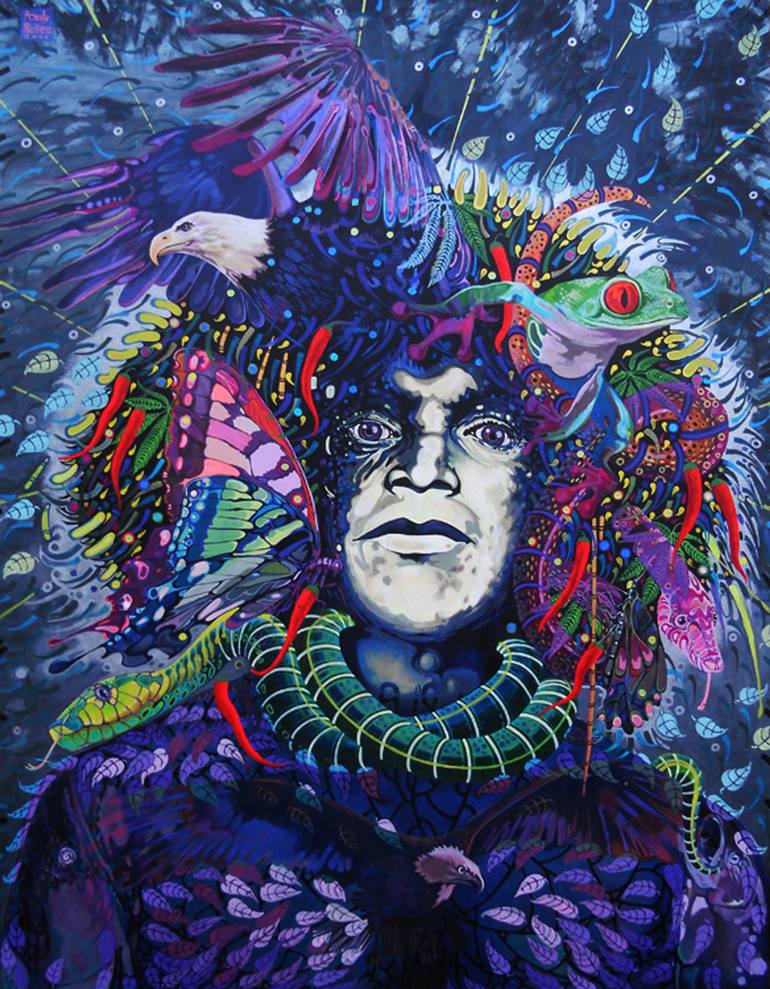 770x989 Saatchi Art The Shaman Atahualpa Sees The End Of Inca Empire - Inca Painting