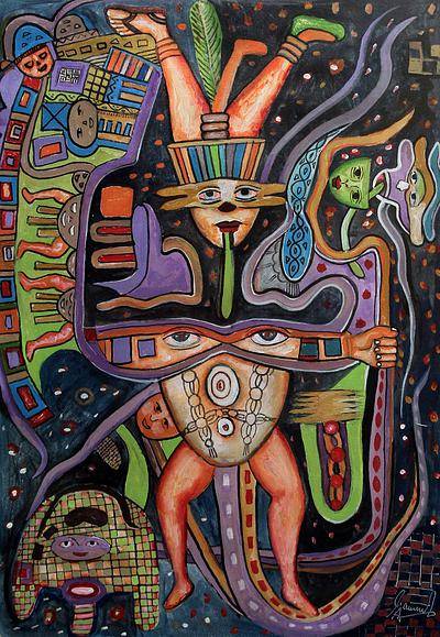 400x579 Unicef Uk Market Original Painting Of Inca Mythology Signed - Inca Painting