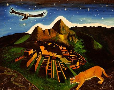 441x348 Inca's Trilogy Painting By Gustavo Oliveira - Inca Painting