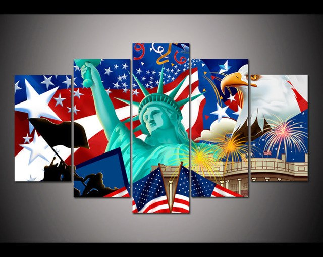 640x509 Print 4th July Independence Day Painting On Canvas Art Modern Home - Independence Day Painting