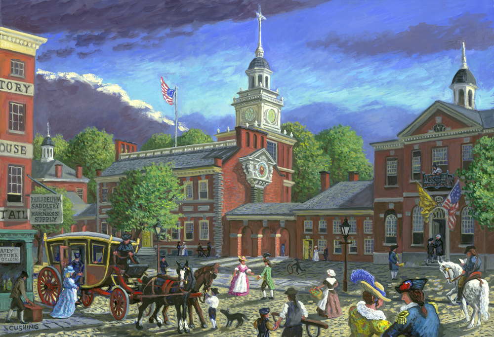 1000x683 Philadelphia Historic Views Charles Cushing Fine Art - Independence Hall Painting