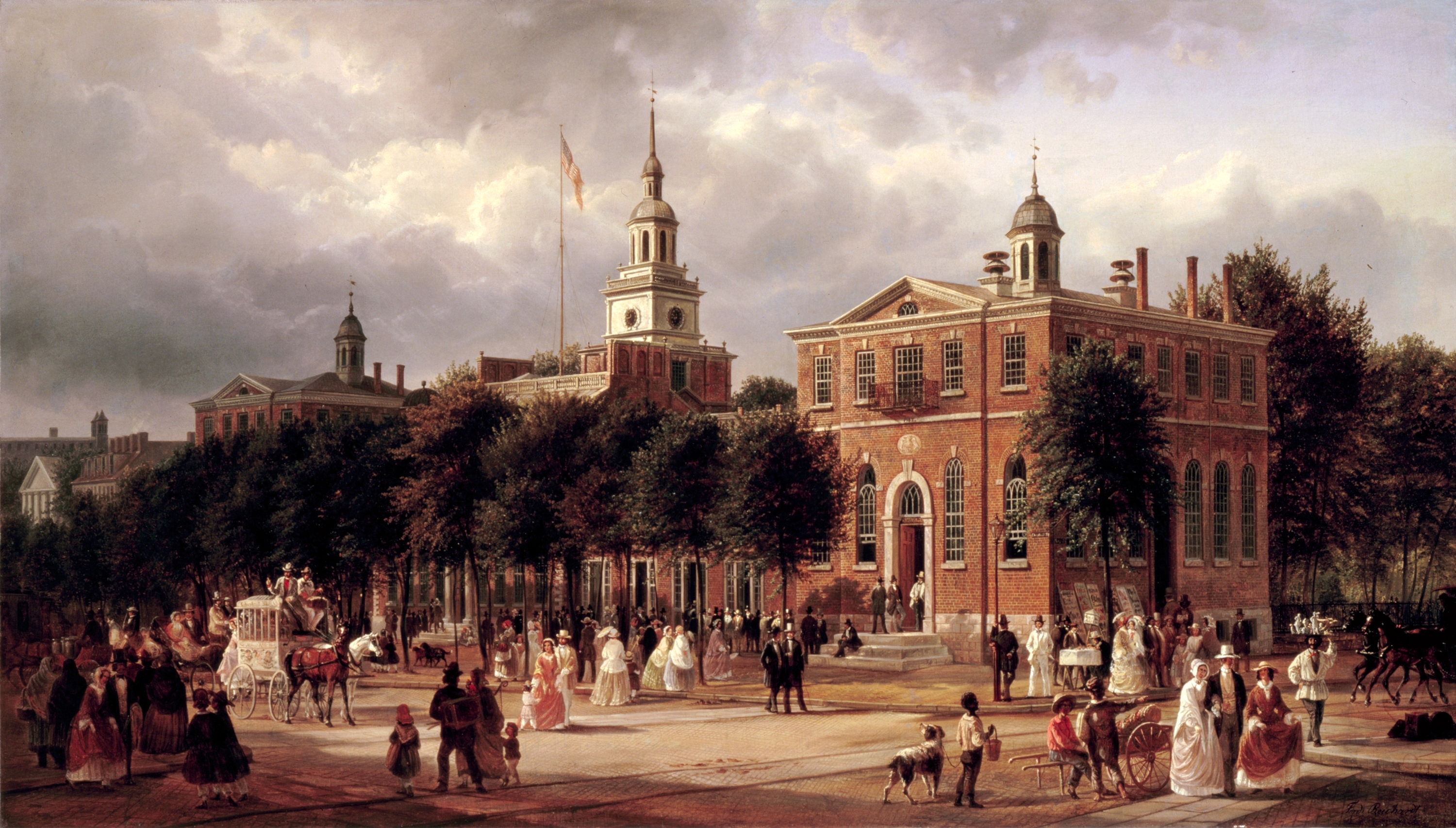 3000x1707 Fileindependence Hall In Philadelphia By Ferdinand Richardt, 1858 - Independence Hall Painting