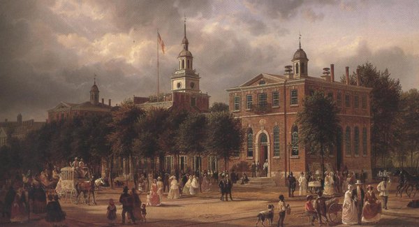 600x325 Independence Hall In Philadelphia 1858 63 Painting Joachim - Independence Painting