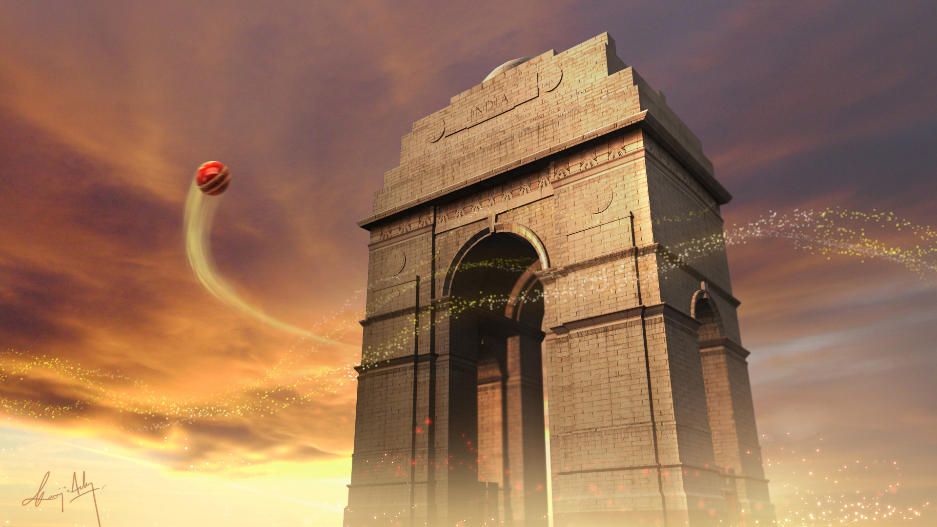 1920x1080 Matte Painting Javvadi Studios - India Gate Painting