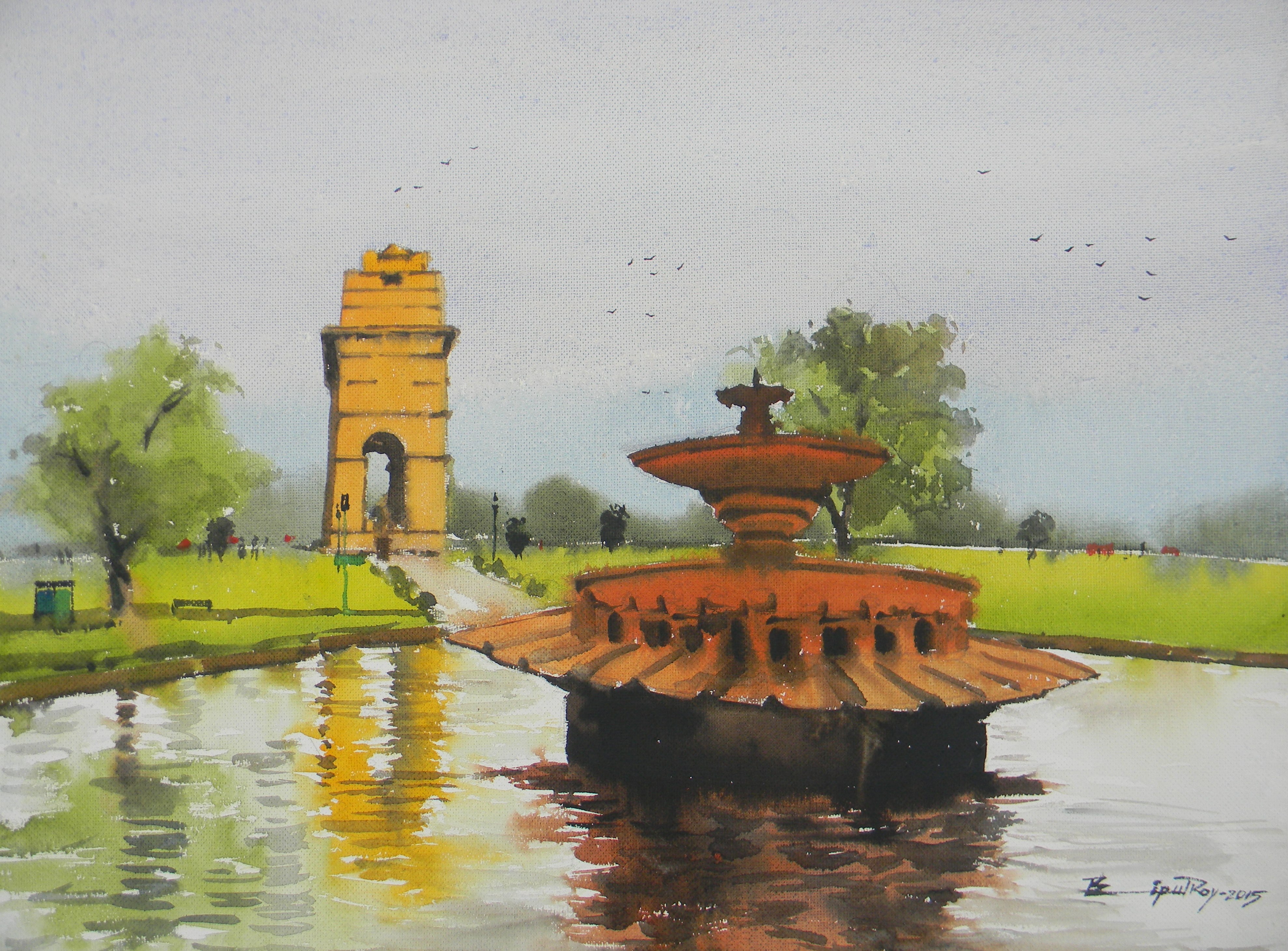 3956x2921 Buy Painting India Gate 1 Artwork No 8172 By Indian Artist Bipul Roy - India Gate Painting