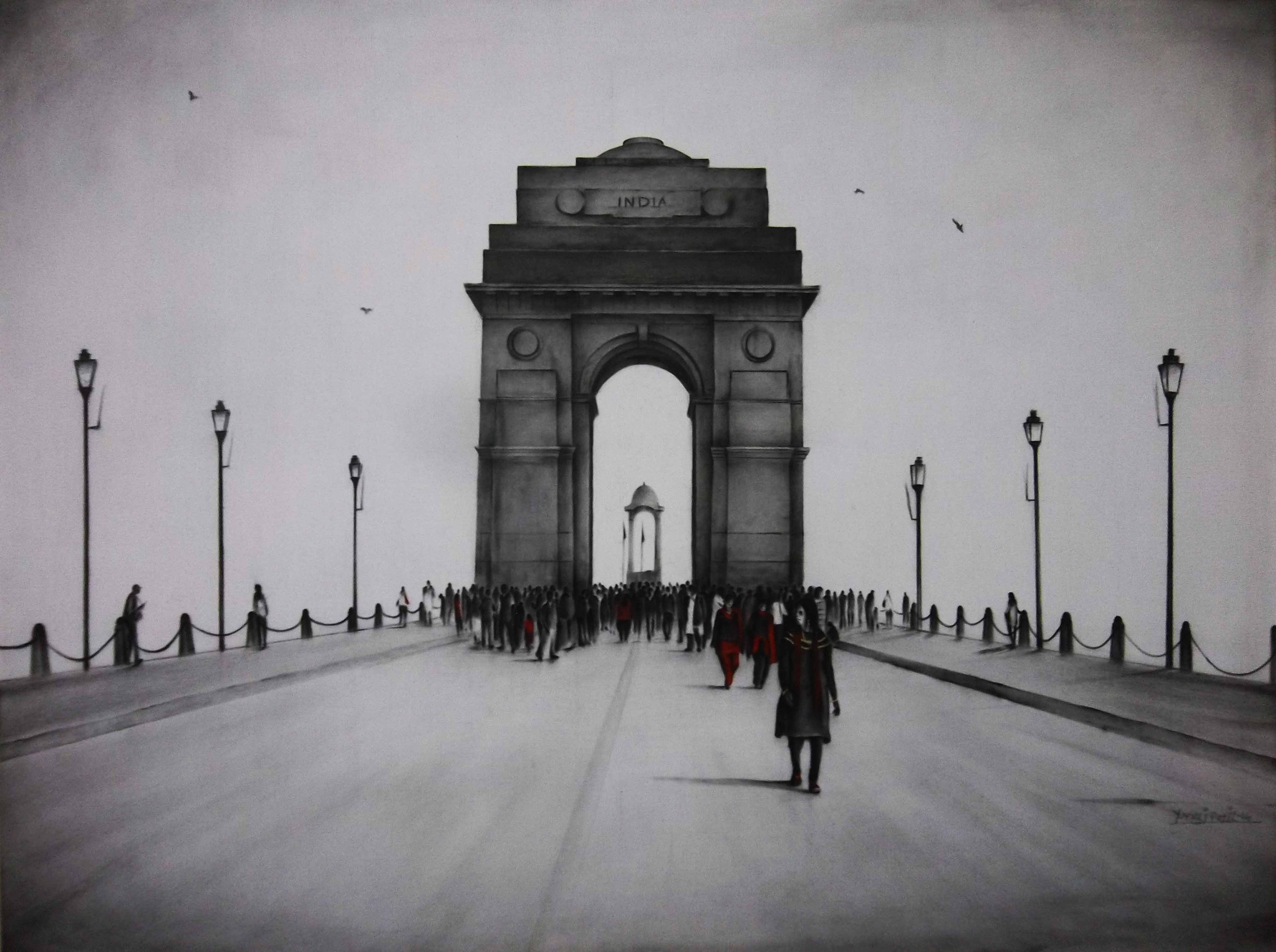 4044x3018 Buy Painting India Gate Artwork No 7041 By Indian Artist Yuvraj Patil - India Gate Painting