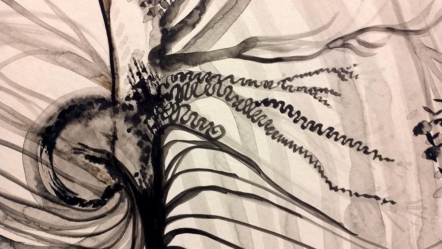 900x506 India Ink Organic 2 Painting By Holly Berry - India Ink Painting