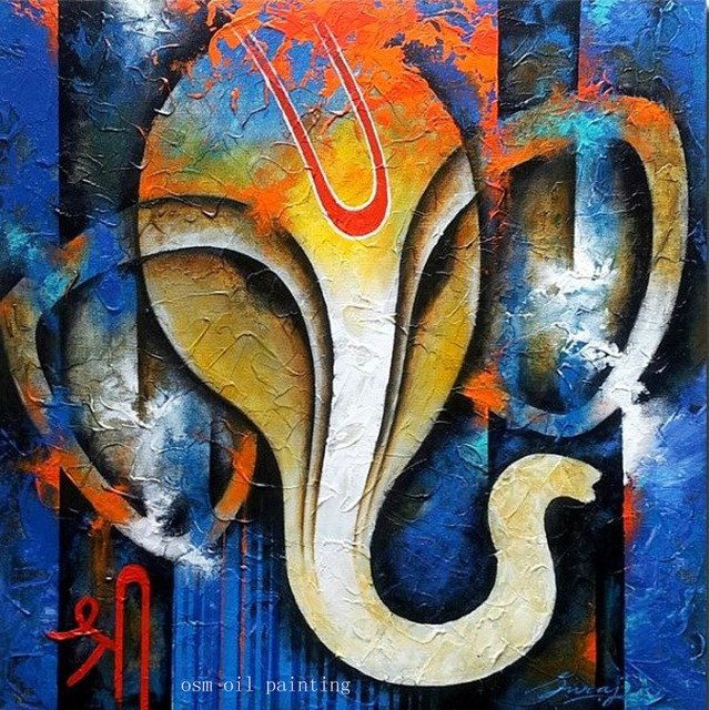 639x640 Handmade Abstract Knife Palette Animal Oil Painting Unique Wall - Indian Abstract Painting