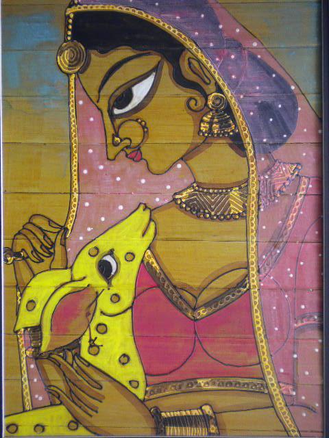480x640 Indian Beauty I By Artist Pradeep Swain Folk Art Art Acrylic - Indian Acrylic Painting
