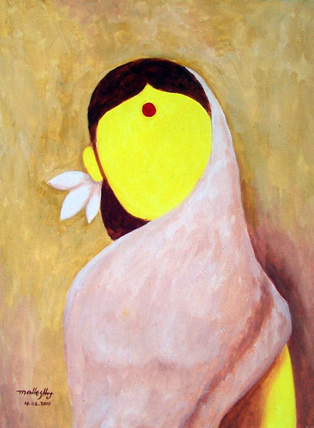 441x600 Indian Woman Maheshartist Foundmyself - Indian Acrylic Painting