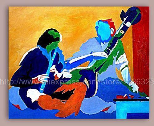 500x409 Modern Indian Oil On Canvas Painting Abstract Colourful Musical - Indian Acrylic Painting
