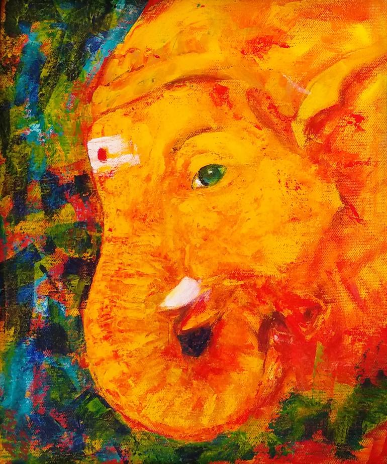 770x924 Saatchi Art Mischievous Baby Ganesh, Indian God Painting By - Indian Acrylic Painting