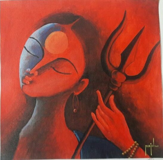 547x537 Buy Parwati Handmade Painting By Manish Toor. Codeart 1569 13306 - Indian Acrylic Painting