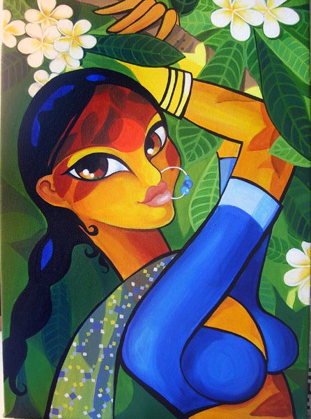 446x600 Frangipani - Indian Acrylic Painting