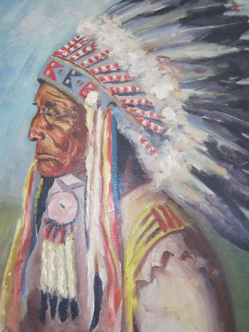 360x480 Oil Paintings, Oil On Canvas, Indian Chief Painting Yesteryear - Indian Chief Oil Painting