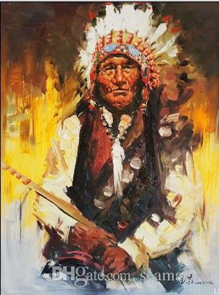 314x423 2018 Framed American Indian Chief Portrait,pure Handpainted - Indian Chief Oil Painting