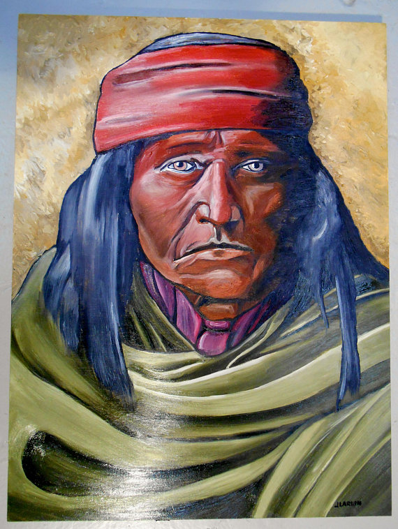 570x758 Apache Brave, Native American Oil Painting, American Indian Chief - Indian Chief Oil Painting
