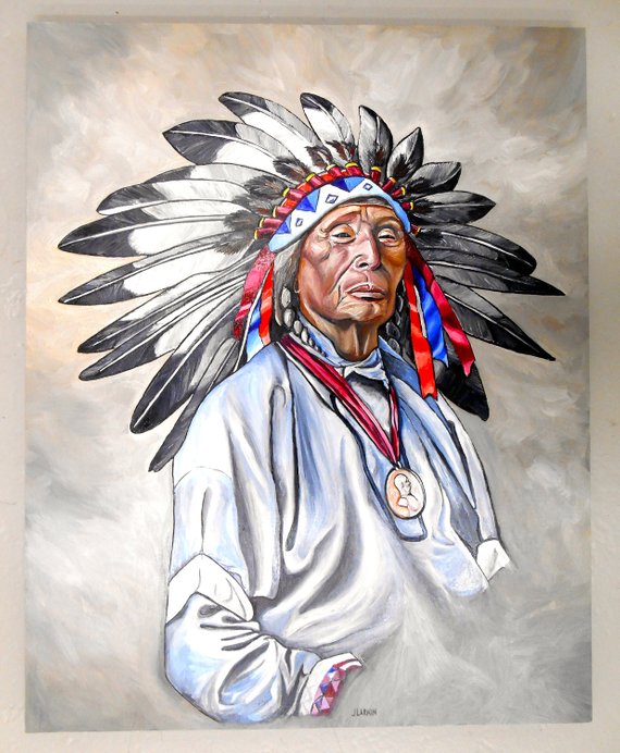 570x692 Chief Red Arrow Native American Oil Painting American Indian - Indian Chief Oil Painting