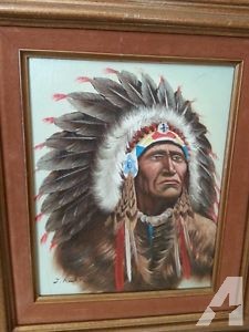 225x300 Details About Signed~ J. Ruxton~portrait Native American Indian - Indian Chief Oil Painting