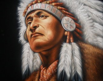 340x270 Chief Painting Etsy - Indian Chief Painting