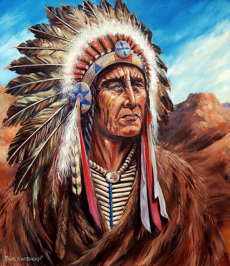 778x900 Indian Chief Painting By Paul Whitehead - Indian Chief Painting