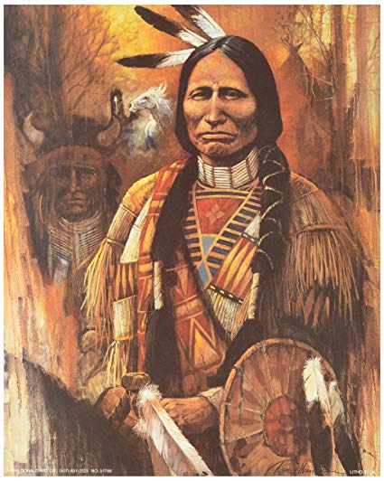 425x532 5 Native American Indian Art Prints Chief Western - Indian Chief Painting