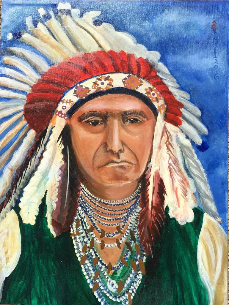 770x1027 Saatchi Art Indian Chief Painting By Jayce Kim - Indian Chief Painting
