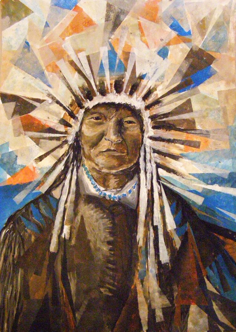 770x1083 Saatchi Art My Indian Chief Painting By Anat Baron Gilboa - Indian Chief Painting