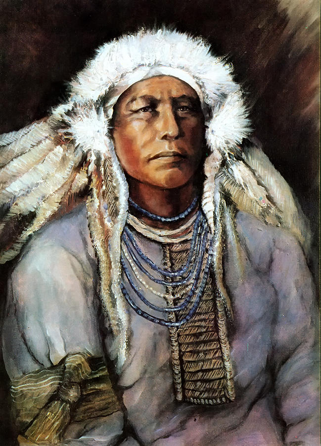 649x900 American Indian Chief Painting By Linda Olsen - Indian Chief Painting