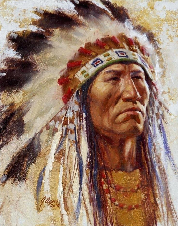 736x936 Art Indian Chief Painting American Paintings Mancinilasolas - Indian Chief Painting