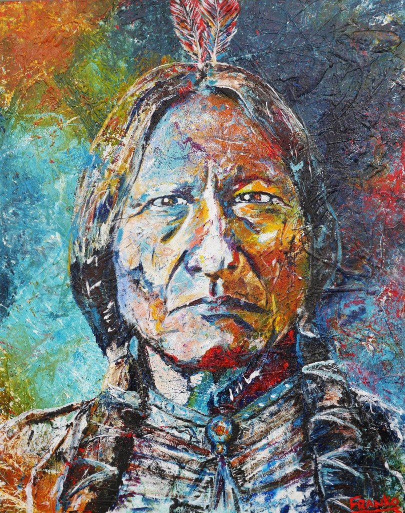 810x1024 Be Inspired! Abstract Realism Indian Chief Sitting Bull - Indian Chief Painting