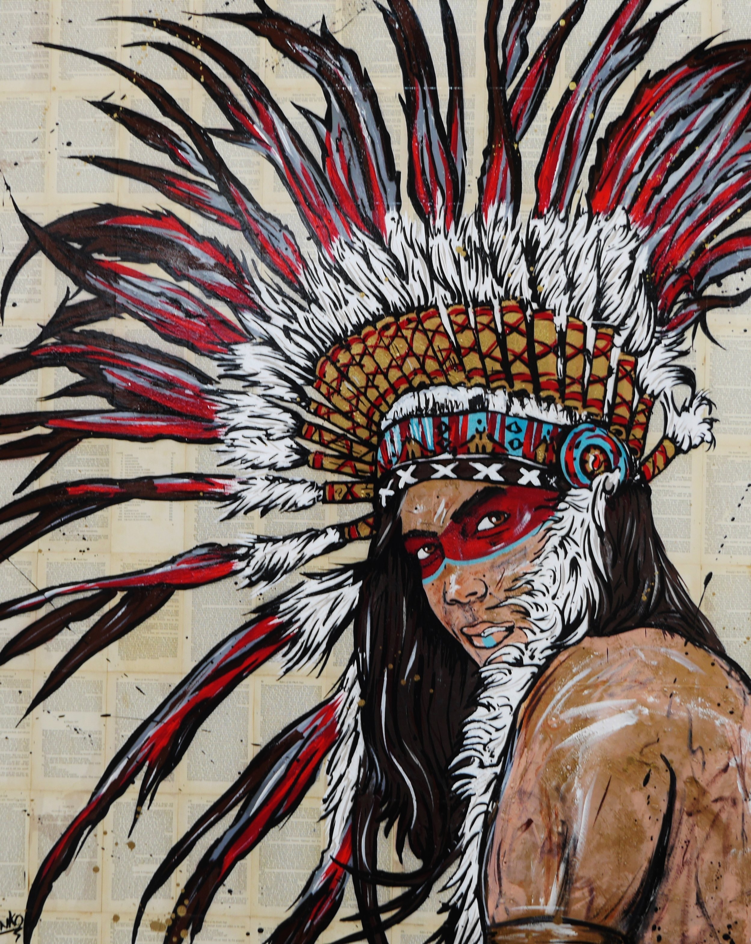 2499x3141 Book Page Paintings Modern Art Franklin Art Studio - Indian Chief Painting