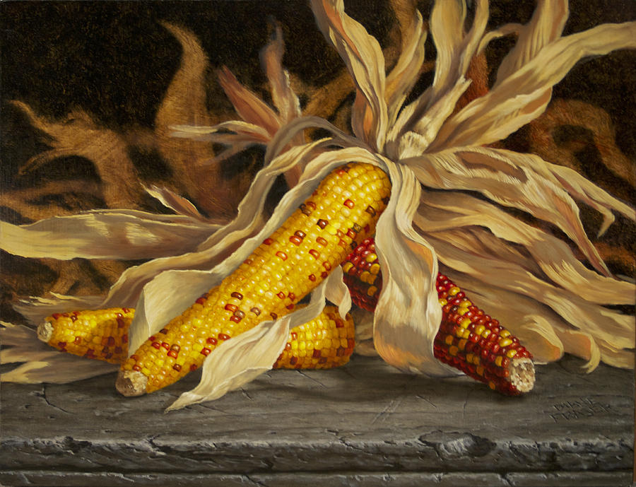 900x689 Indian Corn Painting By Diane Fraser - Indian Corn Painting