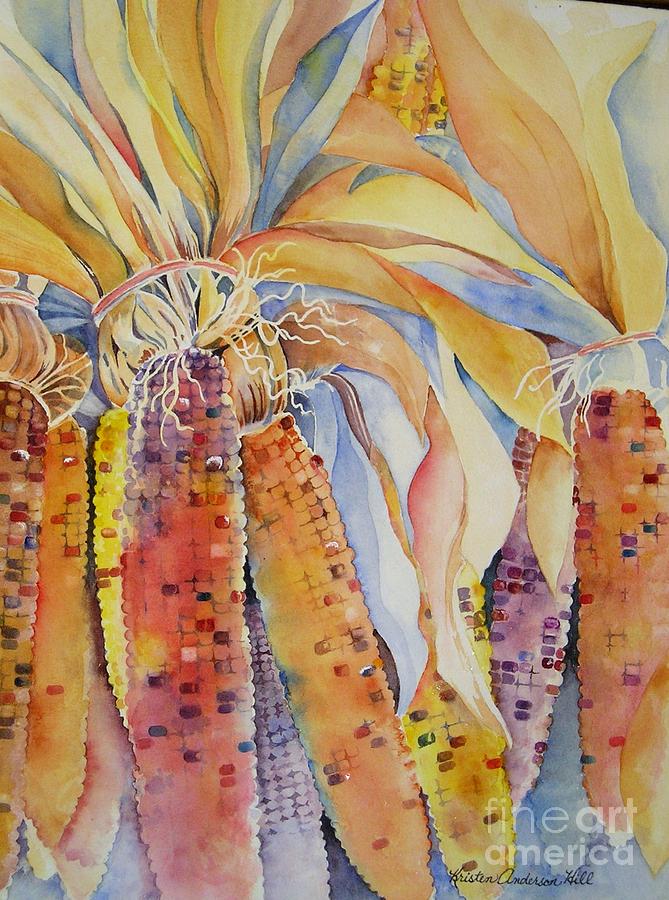 669x900 Indian Corn Painting By Kristen Anderson Hill - Indian Corn Painting
