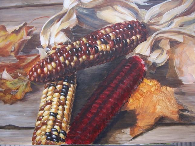 644x483 Paintings Of Quail And Indian Corn Sommers End Originals Michele - Indian Corn Painting