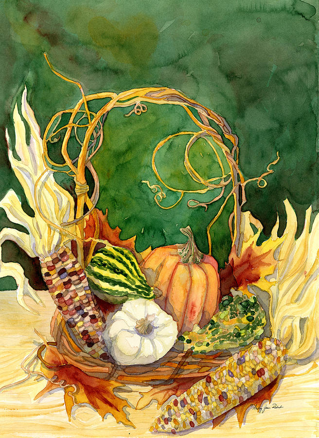 656x900 Autumn Abundance - Indian Corn Painting