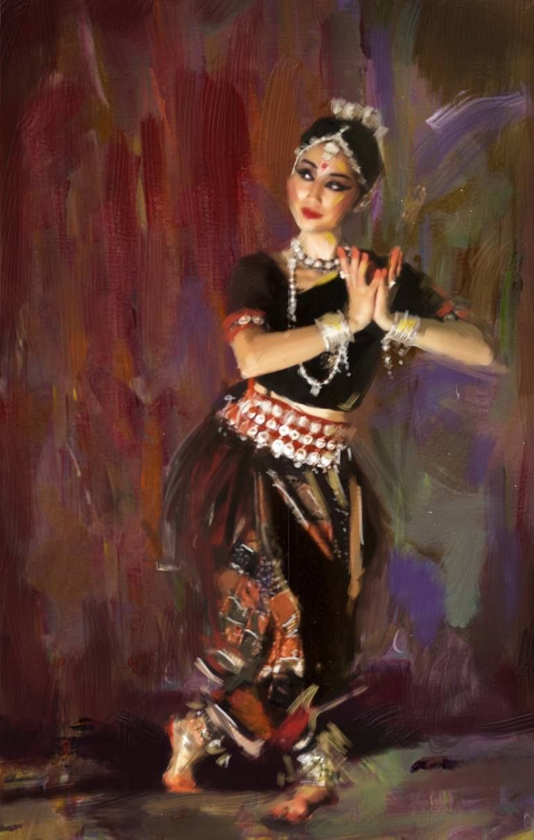 770x1210 Classical Dancer 2 By Maryam Mughal Dancing, Paintings - Indian Dance Painting