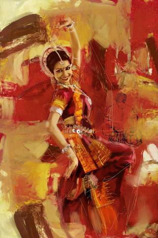 320x480 Indian Classical Dancer - Indian Dance Painting