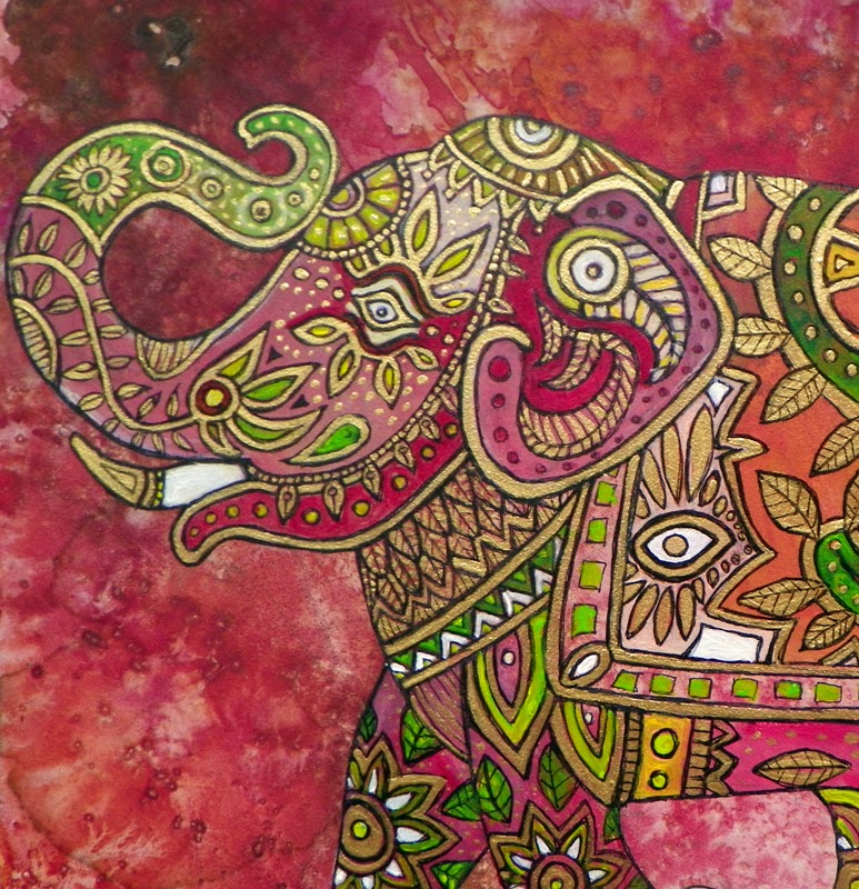 773x800 Painted Elephant Contemporary Animal Art By Lynnette Shelley - Indian Elephant Painting