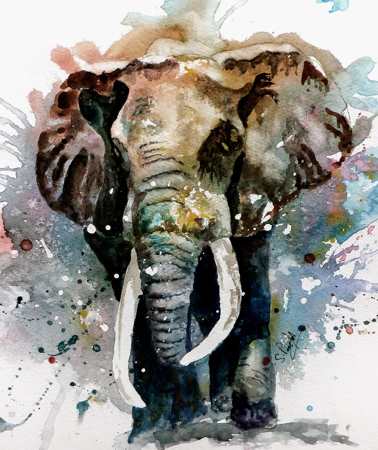 757x900 The Elephant Painting By Steven Ponsford - Indian Elephant Painting