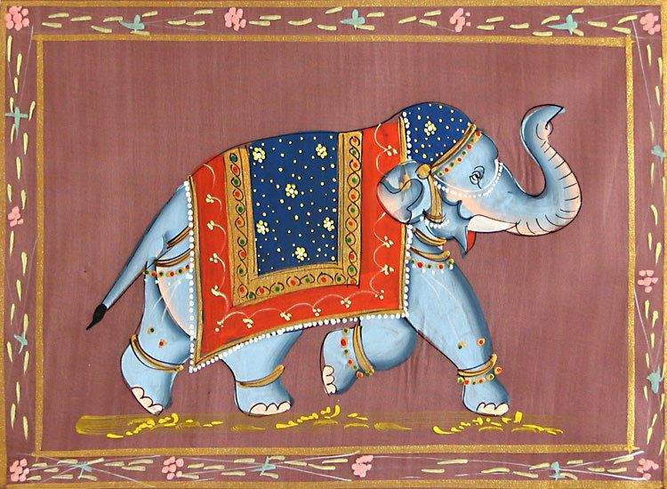 750x550 Decorated Elephant Miniatures, Paintings And Silk Painting - Indian Elephant Painting