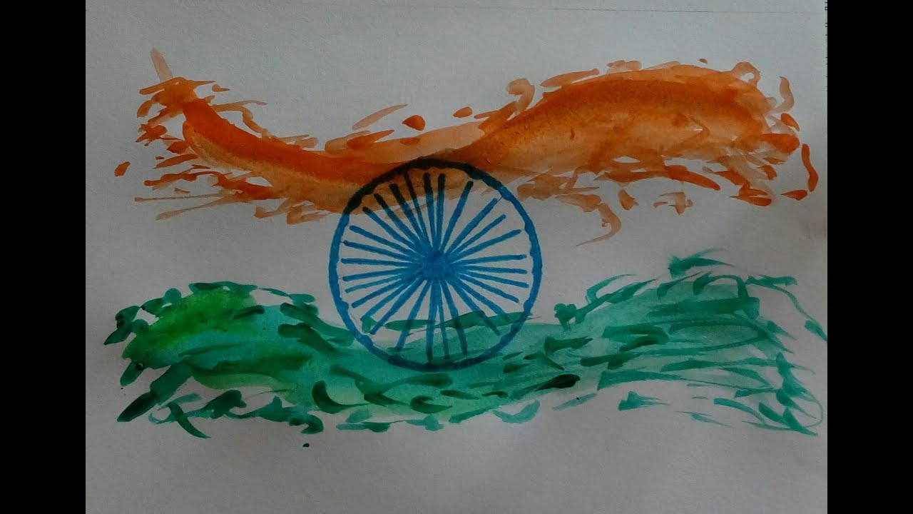 1280x720 How To Draw Painting Of Indian Flag For Kids,independence Day - Indian Flag Painting