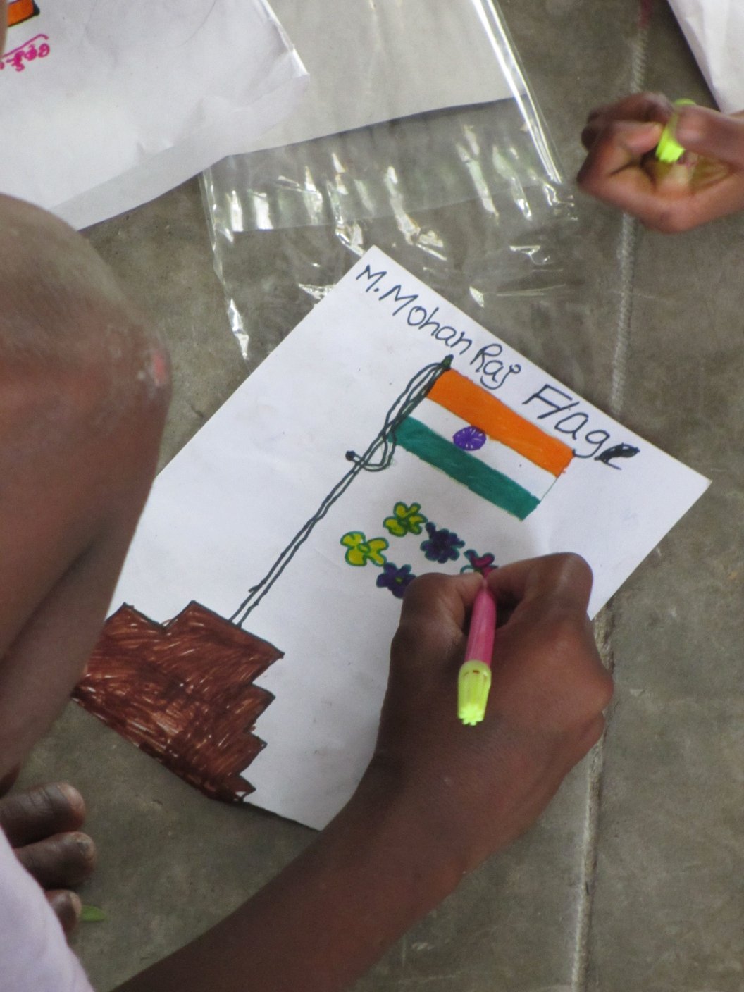 1056x1408 Img 2011 A Child Is Painting The Indian Flag Ride India - Indian Flag Painting