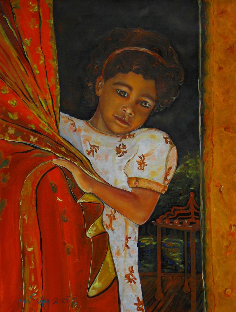 770x1015 Saatchi Art Indian Girl Painting By Ken Caffey - Indian Girl Painting