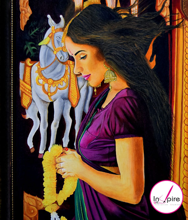600x700 Traditional Indian Girl - Indian Girl Painting