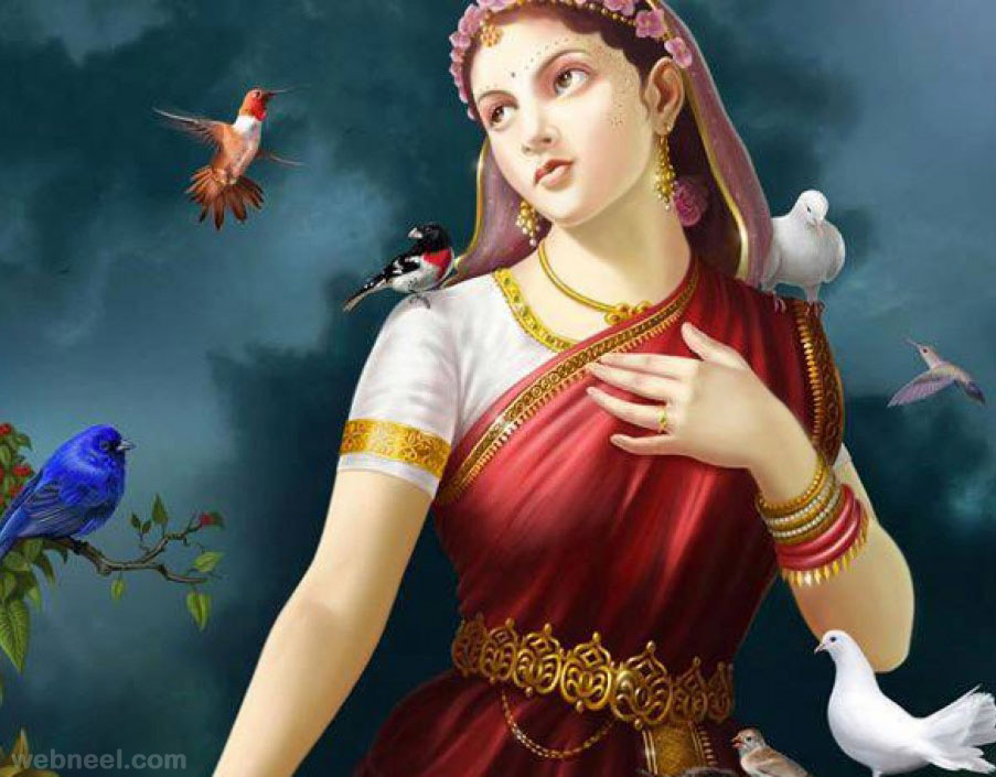 903x705 50 Most Beautiful Indian Paintings From Top Indian Artists - Indian Girl Painting