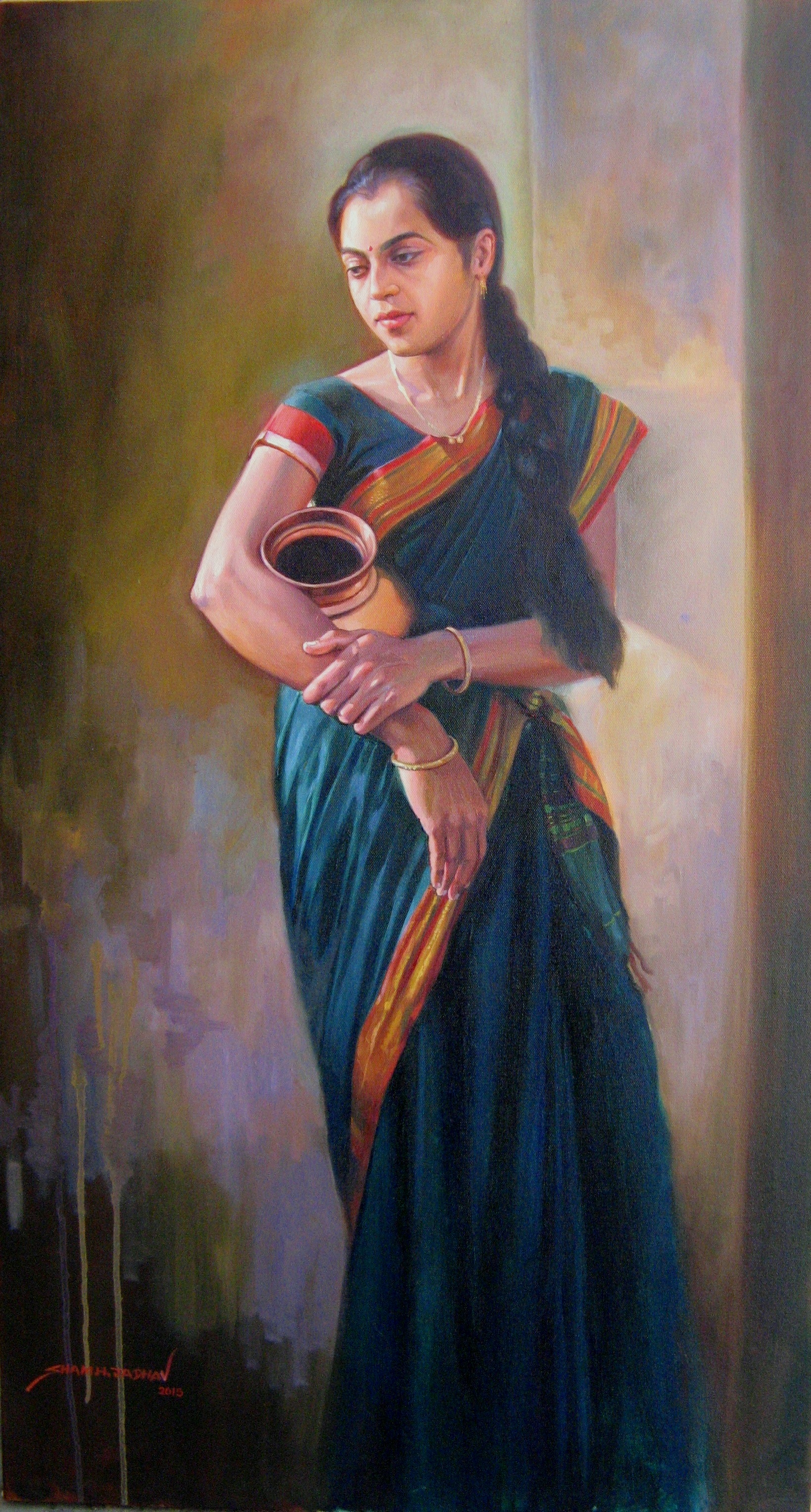 1639x3054 Buy Figurative Paintings Online - Indian Girl Painting