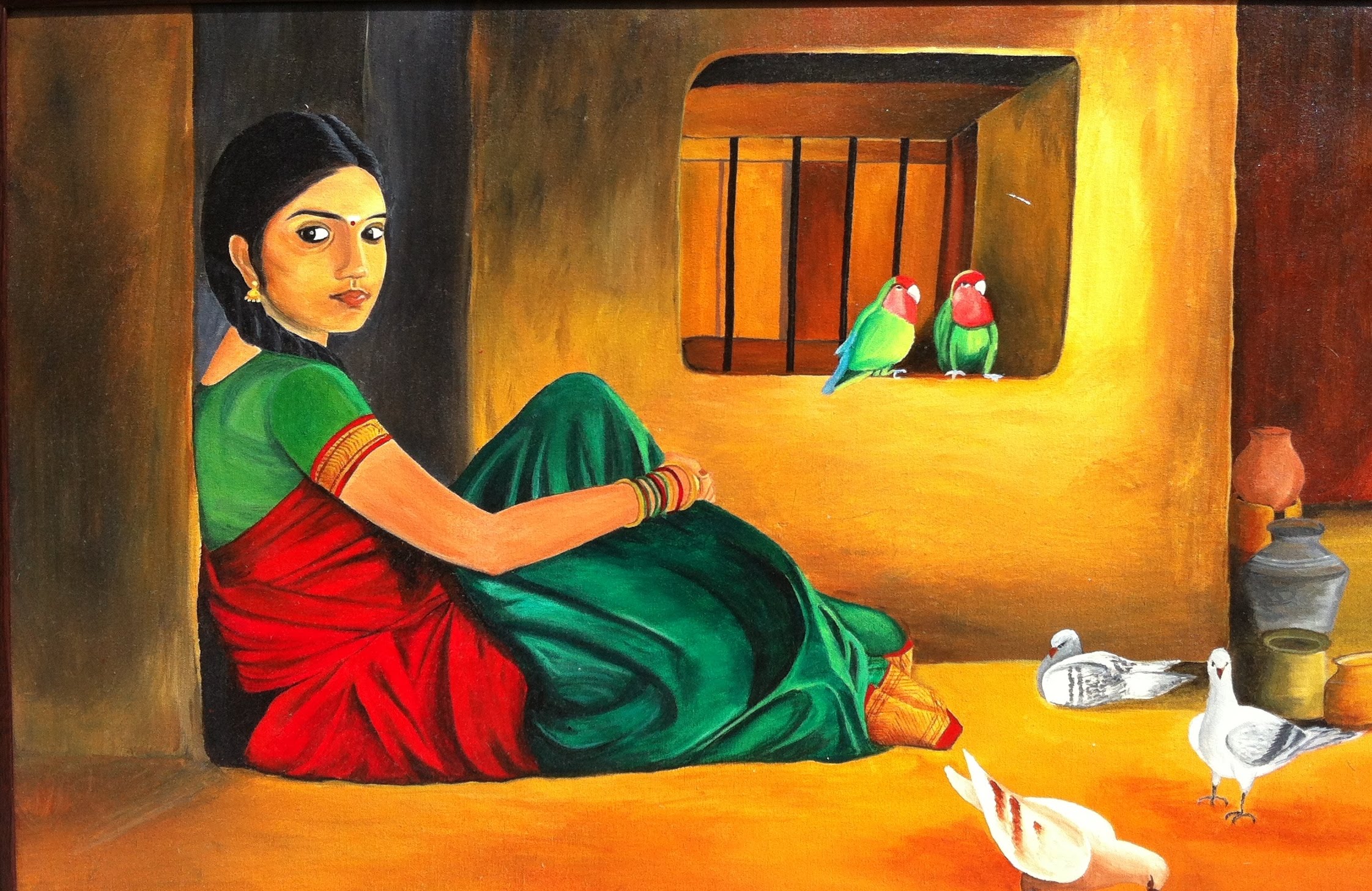 2243x1457 Beautiful Indian Women In Paintings Amp Pictures Illustrations - Indian Girl Painting