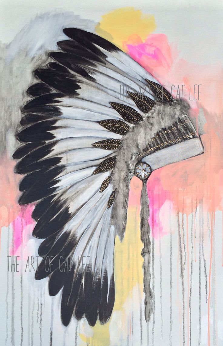 736x1138 Native American Indian Headdress. Contemporary Native - Indian Head Painting